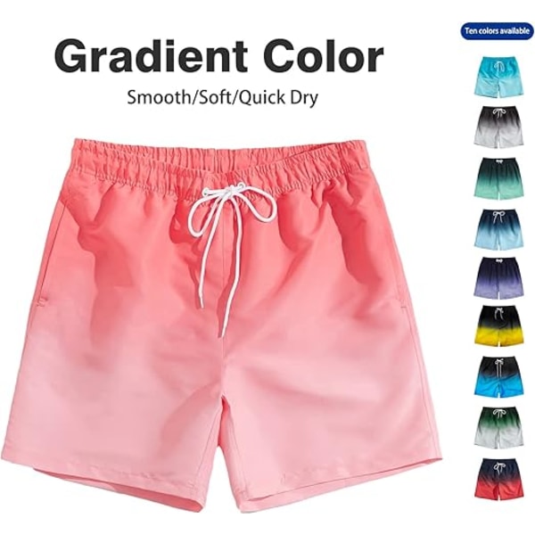 Herrebadebukser Badebukser Hurtigtørrende Gradientfarge Strandshorts Vannshorts Ferie Casual Sportsklær med Lommer M Pink