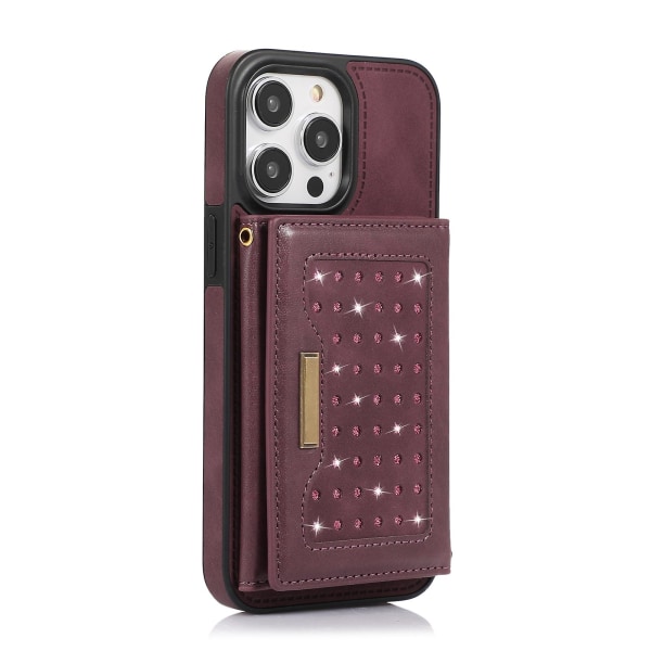 Case Kompatibel med Iphone 14 Pro Max/14 Pro, Pu Läder + Mjuk Tpu Bumper Stötsäkert cover med snöre Wine Red For iPhone 14 Pro Max