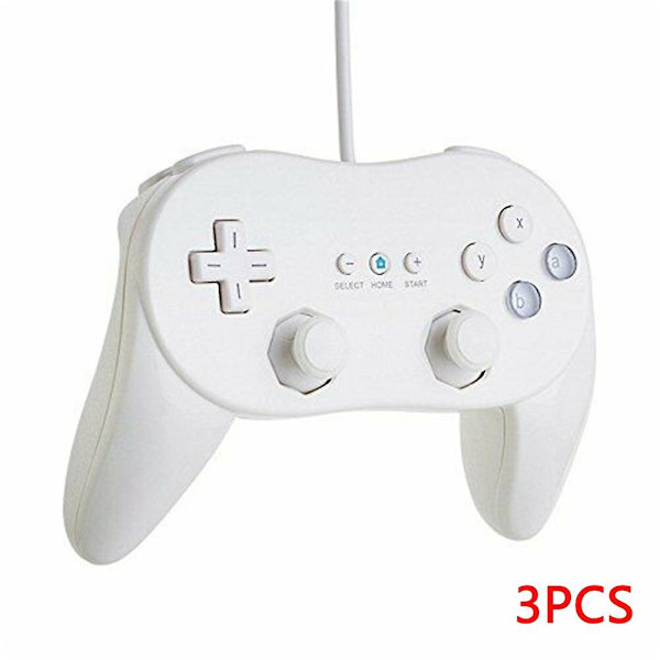 Klassisk spelkontrollplatta Konsol Joypad för Nintendo Wii andra generationens klassiska trådbundna 3pcs white
