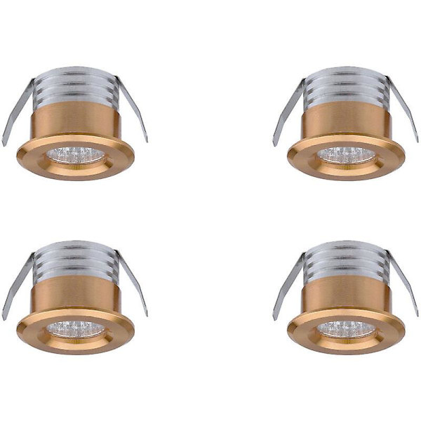 Sæt med 4 mini indbyggede LED-spotlights, 3 W, varm hvid guld