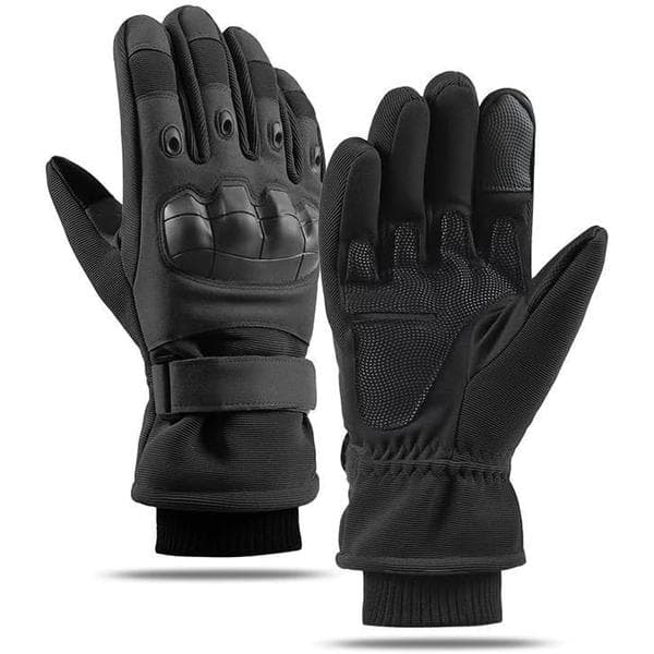 Winter Motorcycle Tactical Gloves, Waterproof and Windproof, Touchscreen Compatible, Cold Weather Gloves, Black, Size L