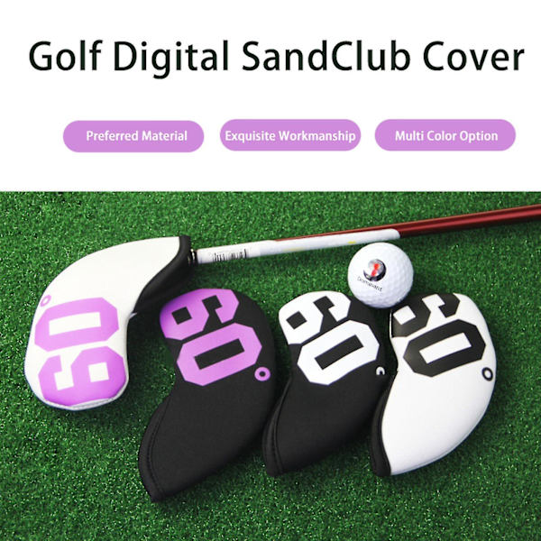 4/7 st golfjärnsklubbsöverdrag universellt dammskydd dykmaterial golf sand wedge skydd med nummer tryckt 48-60 grader golftillbehör_ahf White