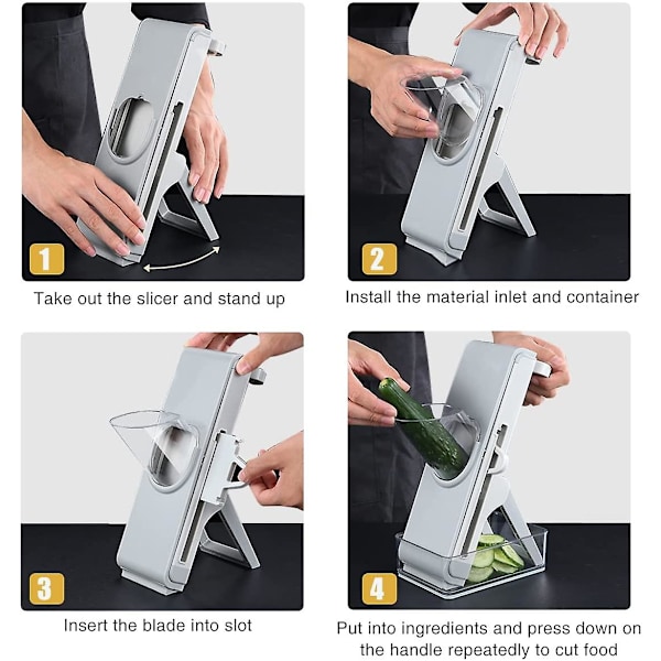 Mandolin Slicer for Kjøkken og Grønnsakshakker, Justerbar Tykkelse Trygg Julienne & Slicer Mat, Grønnsakshakker for Frukt/potet/agurk/løk/meg