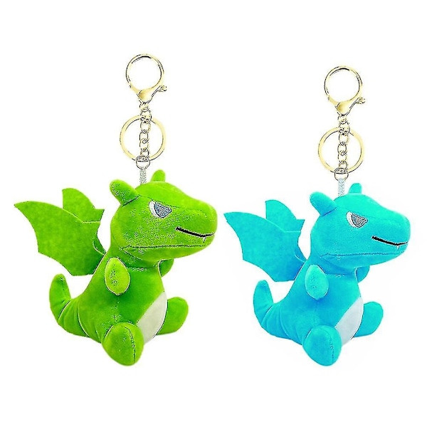 2pcs Plush Dinosaur Pendant Keychain Animal Plush Toy Keyring Hanging Ornament