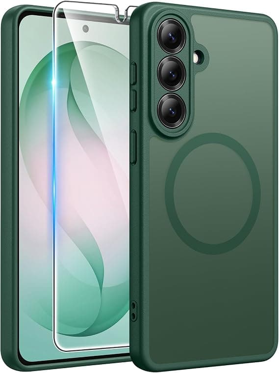 FNTCASE for Samsung Galaxy S26 Plus Case with Screen Protector, MagSafe Compatible, Translucent Matte, Full Camera Protection, Shockproof Green