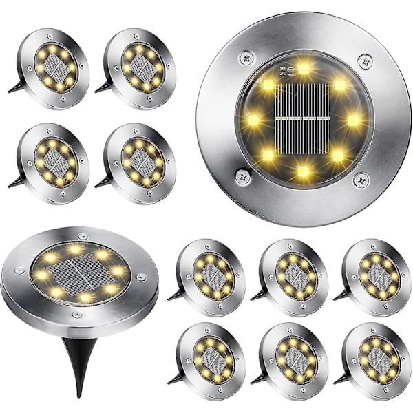 12 stk. solcellelamper til udendørs have, 8 LED jordlamper 3000k varmt hvidt vandtæt Ip65 solcellelamper indbyggede solcellelamper til sti patio plæne