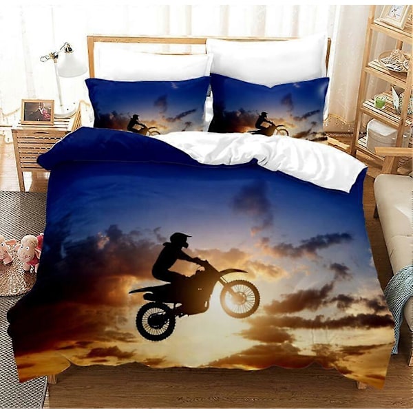 v5543 Sengetøy Tenåring Gutt Barn Sengetøy Motocross Motorsykkel Trekk Motorsyklist Dynetrekk Sengetøy IU5543 135x200cm 53x78in