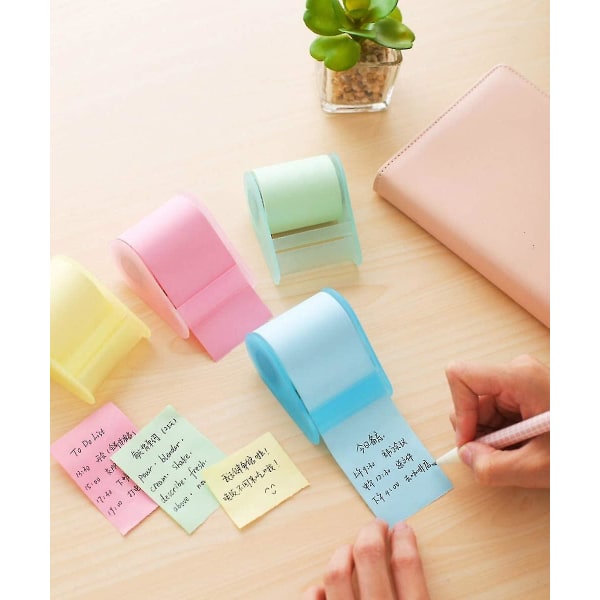 4 stk selvklæbende rulle Sticky Notes med Dispensere, Multi Color Notes Craft Tape Dispensere