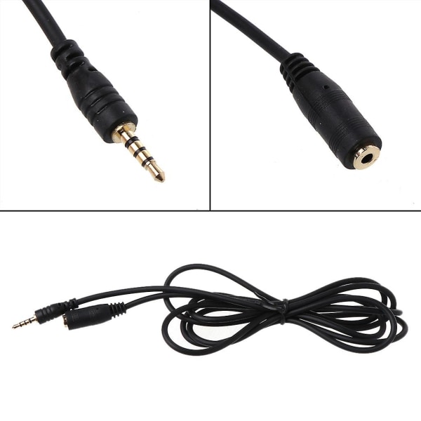 150 cm 2,5 mm hane till hona förlängning Audio Aux-kabel sladd för smartphone 2,5 mm hörlurar Black