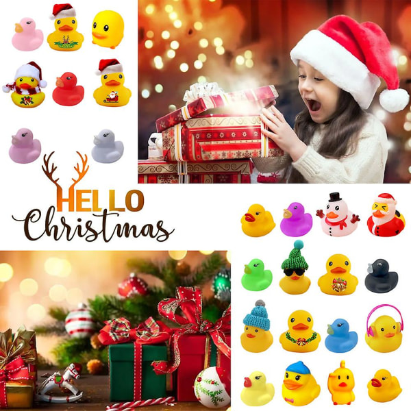Xmas 24 Dages Jul Adventskalender Nedtællingskalender Med Gummiænder Til Børn Børn Teenagere Venner Xmas color