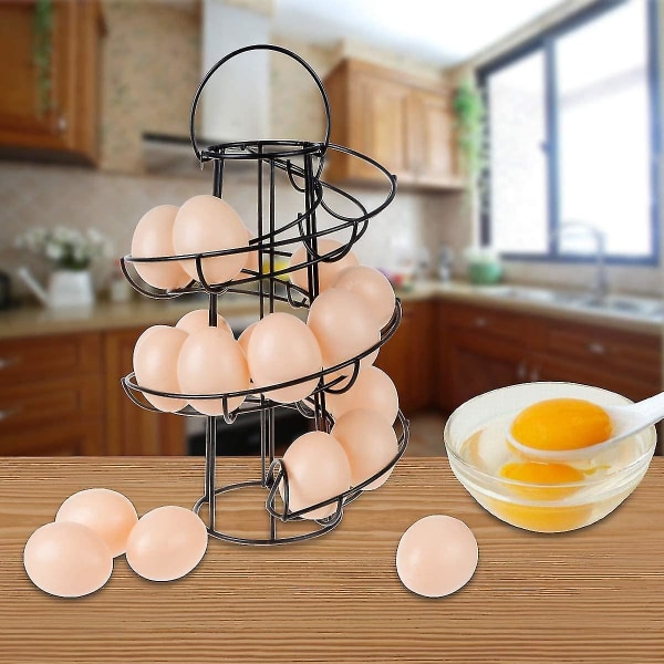 Munapidike - Itsekantava metallilinjainen munavarastopää keittiötasolle - musta