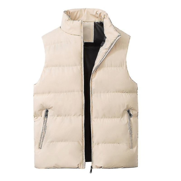 Herre Letvægts Pakkebar Puffer Dunvest Ærmeløs Quiltet Jakke Frakke(2xl,beige)