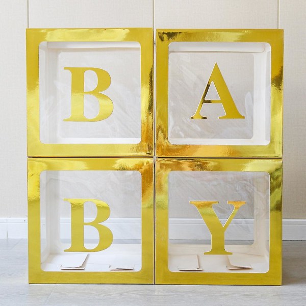 4 kpl / set Baby kirjeet ilmapallolaatikot baby syntymäpäiväjuhliin hääehdotuksen koristelu Gold