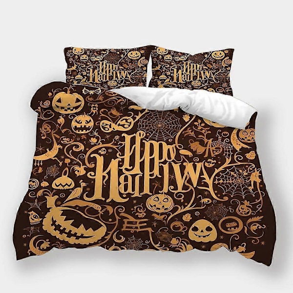 v3821 Sängkläder Halloween Stil Dödskalle Pumpa 3 Påslakanset Täcke Örngott Barn Sängkläder IU3821 135x200cm 53x78in