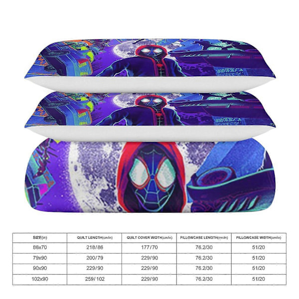 v186 Spider-Man 3-delat Bäddset för Enkelsäng - Inkluderar 1 Enkelt Täcke och 2 Örngott - Färgbeständig Mikrofiber - Spider io186 135x200cm 53x78in
