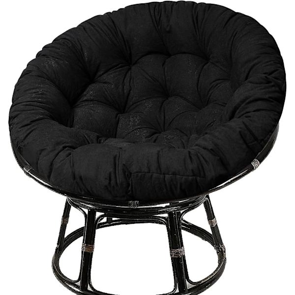 Papasan-tuolinpehmuste, tuftattu paksu Papasan-pehmuste, kaksois Papasan-pehmuste 8 liukuestehihnalla (1 kappaleen sarja) (musta)