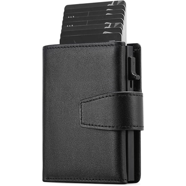 RFID-skyddad minimalistisk tri-fold kreditkortshållare för män med automatisk pop-up metallfodral