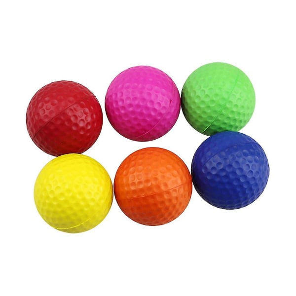 6 stk Golfbolde Svampe Øvelsesgolfbolde Golftræningsbolde Regnbue Blødt skum Havegolfbolde