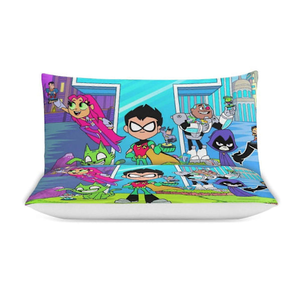 x132 Teen Titans Go 3-osainen vuodevaatesetti Lämmin ja mukava pehmeä pussilakanasetti, jossa 1 pussilakana ja 2 tyynyliinaa makuuhuoneeseen b132 135x200cm 53x78in