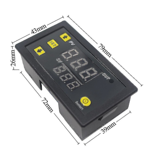 W3230 Mini Digital Temperaturregulator med LED-display, Termostatregulator Ac110v-220v 20a Temperaturkontrollbrytare Sensor Meter