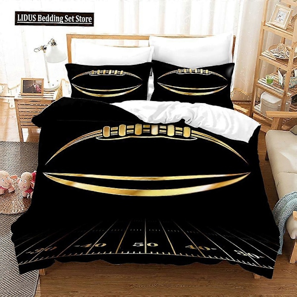 v904 Sängkläder Amerikansk Fotboll King Queen Påslakan Bollsport Sängkläder Set För Barn Tonåringar Pojke Sportfans /st Polyester Täcke 3-Delat Sängset 135x200cm 53x78in