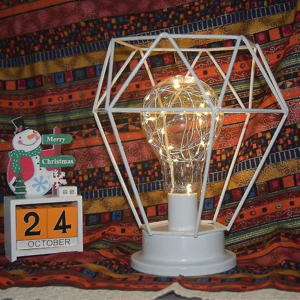 Pöytälamput, yöpöytälamppu, pohjoismaisesta langasta valmistettu timanttipöytävalaisin, koristeellinen, metallista valmistettu, yövalo, USB led-pöytälamppu, paristokäyttöinen
