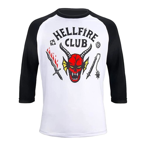 Stranger Things 4 Hellfire Club Voksne 3/4 Raglan Langærmet T-shirt Top Cosplay Kostume S