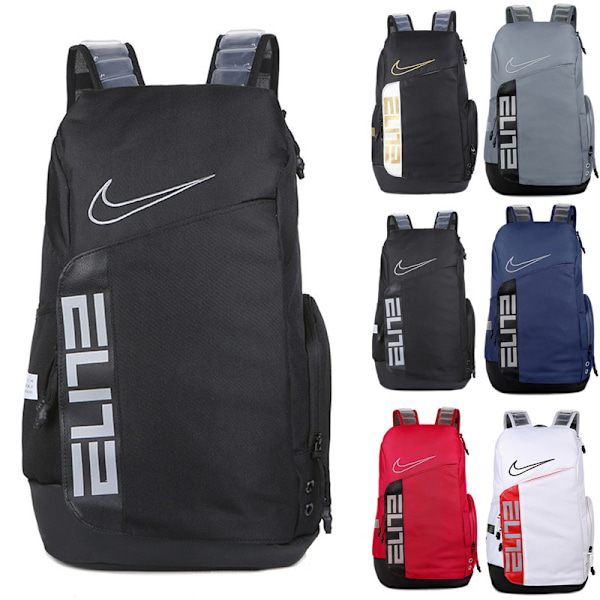 Nikes Elite Pro Basketball Rygsæk Skoletaske Unisex Gym Sport Rejsetaske Sort Sølv Grey