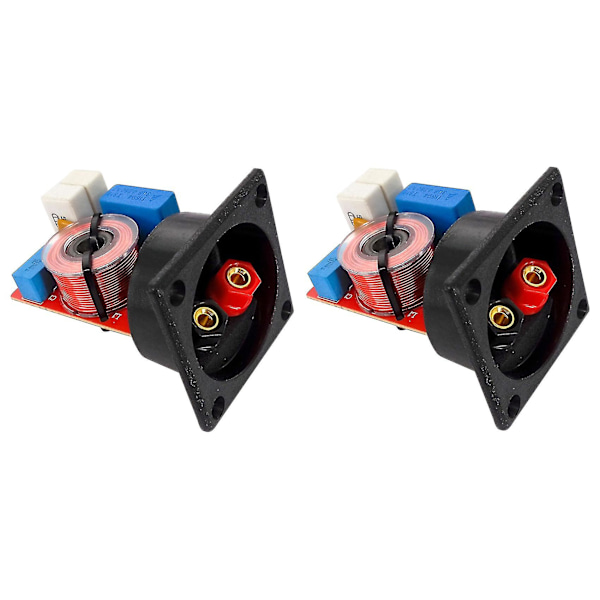 2 stk 80W 2-veis Hi-Fi høyttalerfrekvensdeler Crossover-filtre med koblingsboks as shown