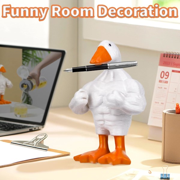 Pipihome Magnetisk Gåseand Nøgleholder Muskuløs And Statue Ornament Sød Harpiks Muskuløs Gåseand Statue Sjov Dyremagnetisk Nøgleholder