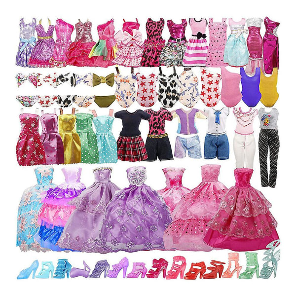 35-delad Barbie-dockkläder och accessoarer set Barbie-docka Dressup klänning Mini Fairy Collection kläder rekvisita slumpmässig stil för flickor julklapp födelsedagspresent