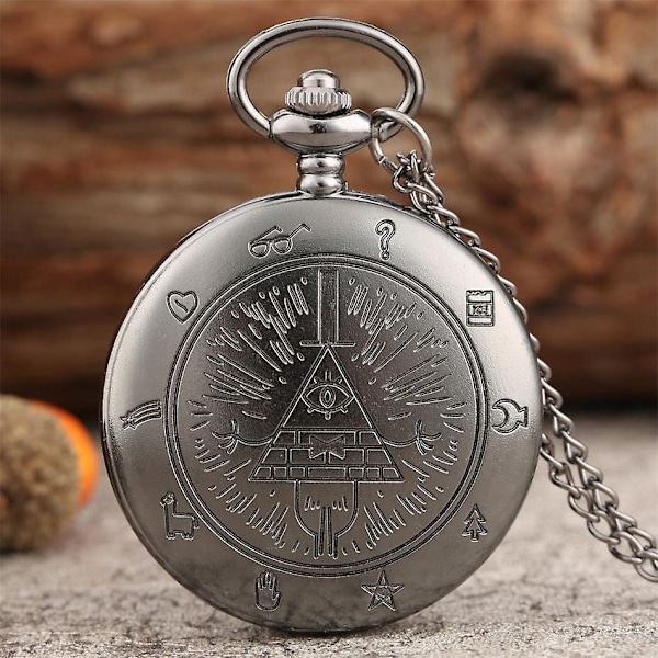 Bill Cipher - Gravity Falls tema, kvartsfickur, utsökt halsband black