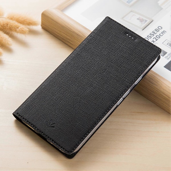 VILI DMX Ristattu Nahkakuori Xiaomi Pocophone F1 / Poco F1 (Intia) [Teline ja Korttipaikka] Black