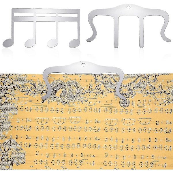 (silver)2 Pack Metal Sheet Music Clips, Music Stand Clip Sheet Music Clip Music Note Book Clip For Outdoor Play, Books, Piano, Guitar, Violin, Keyboar