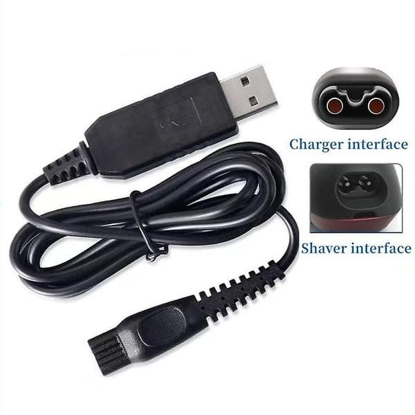 USB-ladekabel til Philips Series 3000 Modelnummer BG3010/13 Barbermaskine Trimmer Opladerledning Sort