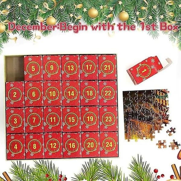 Julekalender Julemands Puslespil Legetøj 24 Julekalender Blind Box