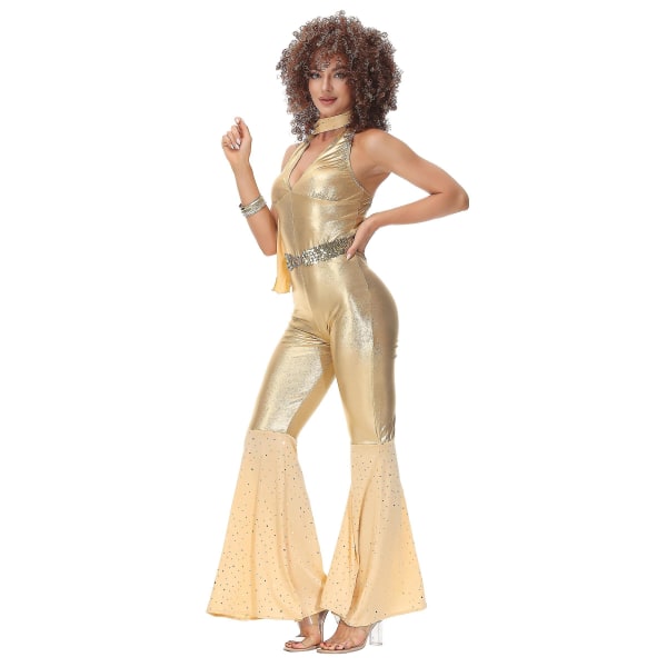 Vintage Rock Disco Naislaulajan Asuja Naiset Halloween 70s 80s Hippie Cosplay Asuja Lavastusnäytös Tanssiasu XL