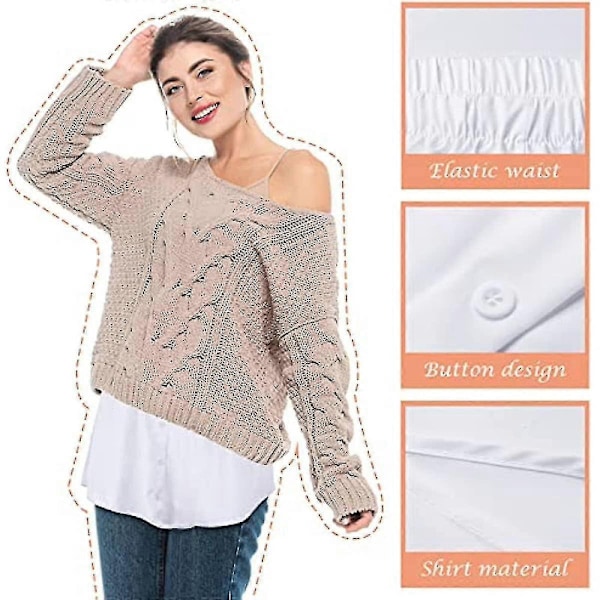 2-pak Skjorteforlængere til Damer, Mini-nederdel, Bluse-nederdel, Underkjole, Falsk Overkant, Skjorte, Mini-underkjole - God kvalitet Sort hvid XXXL XXXL XXXL Black white