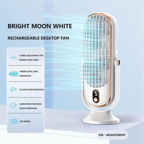 720° Foldable Bladeless Tower Fan. Silent Oscillating with 5 Modes. Energy Efficient for Bedroom or Office. White