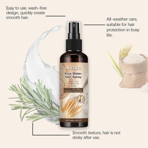 Risvann for hårvekst, Risvann Hårspray, Fermentert Risvannspray, Risvann Hårvekstserum med Rosmarinolje 1pcs