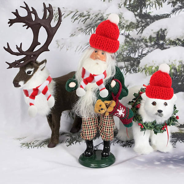 20 stk. Mini strikkede julehuer, mini juleskærf, mini julehue, gør-det-selv julehue til dukketilbehør, vinflasker, jul