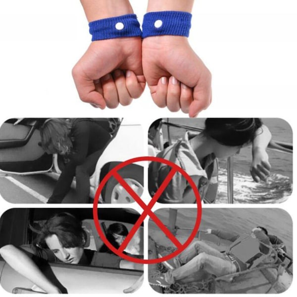 2 stk. håndledsband mod kvalme - håndledsstøtte - sportssikkerhedsarmbånd Blue