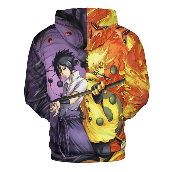 Naruto Sasuke 3D-trykt Anime Hettegenser Sweatshirt med Hette for Voksne - Gave 2XL