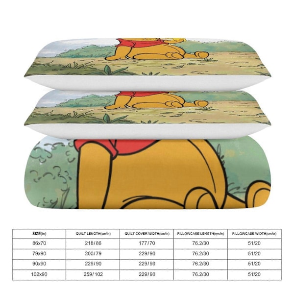 v184 Winnie The Pooh 3-delt Tvilling Sengesett - Inkluderer 1 Enkeldyne og 2 Putetrekk Sengetøy - Falmebestandig Mikrofiber - Winnie The Pooh io184 135x200cm 53x78in