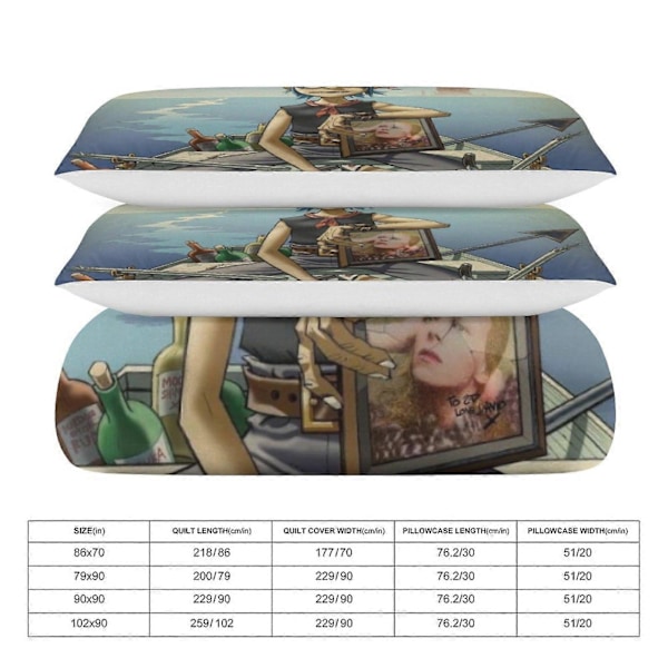 x489 Gorillaz 3-delat Sängklädesset Varmt Och Bekvämt Mjukt Påslakanset med 1 Påslakan Och 2 Örngott för Sovrum b489 135x200cm 53x78in
