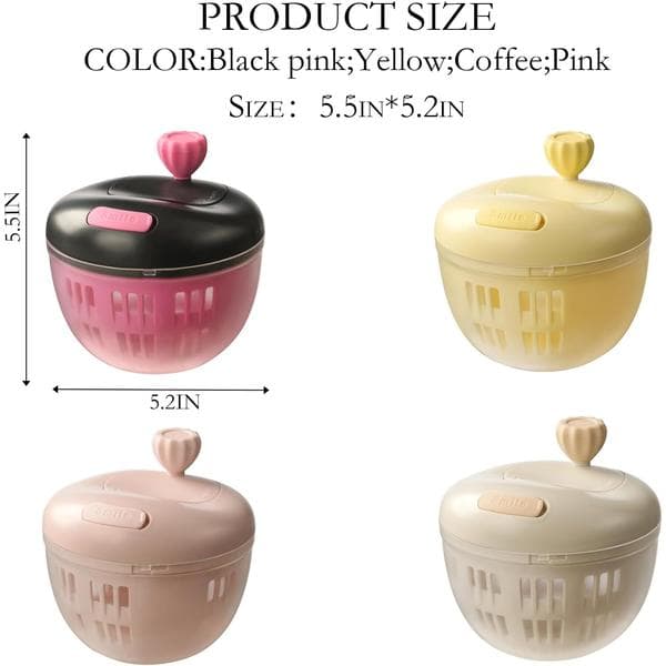 Black & Pink Fruit Washing Container with Lid & 360° Rotating Handle - Berry Strainer, Colander & Refrigerator Storage Bowl for Kitchen