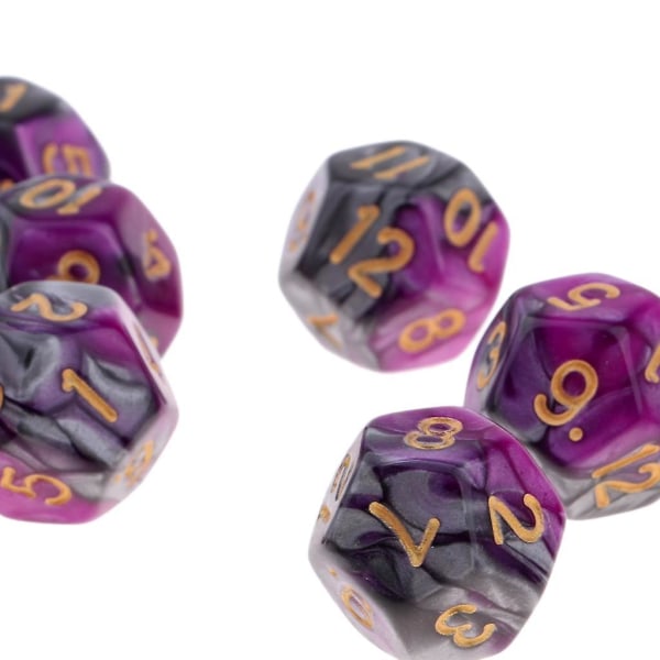 Monipuolinen monitahoinen noppa D12 D&d Trpg -pöytäpeliin Purppura+harmaa