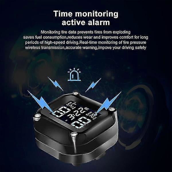 Motorcykel TPMS Motorcykel Dæktryksovervågningssystem Dæktemperatur Alarm System LCD Display Eksterne Dæktryksensorer Alarm System