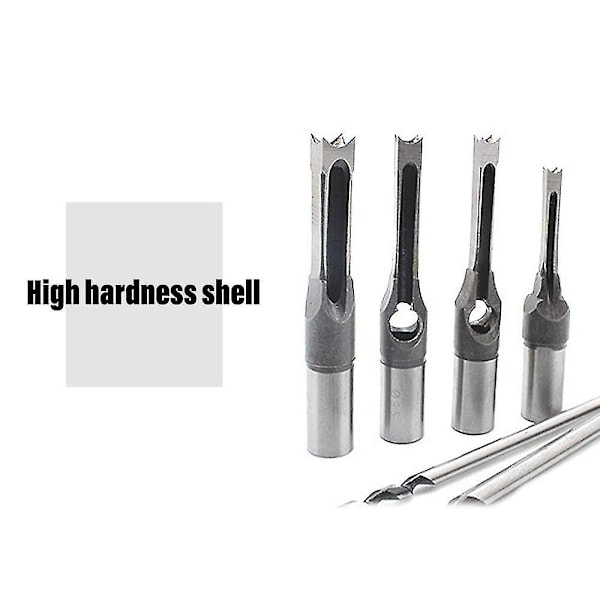 4PCS Høyhastighetsstål Trebearbeiding Firkant Hull Mortise Borsett Meisel Bor Bits Justerbar Mortising Meisel Trebearbeiding Verktøy Gave til Snekker