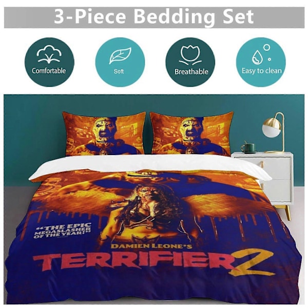 x133 Terrifier 3-delat sängklädesset Varmt och bekvämt mjukt påslakan sängset med 1 påslakan och 2 örngott för sovrum b133 135x200cm 53x78in
